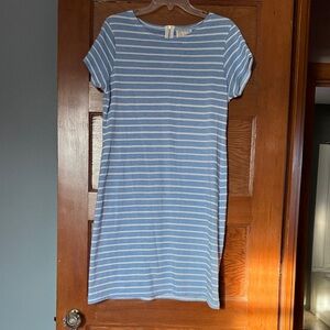 Sail to Sable Sky Blue and White Striped Mini Dress